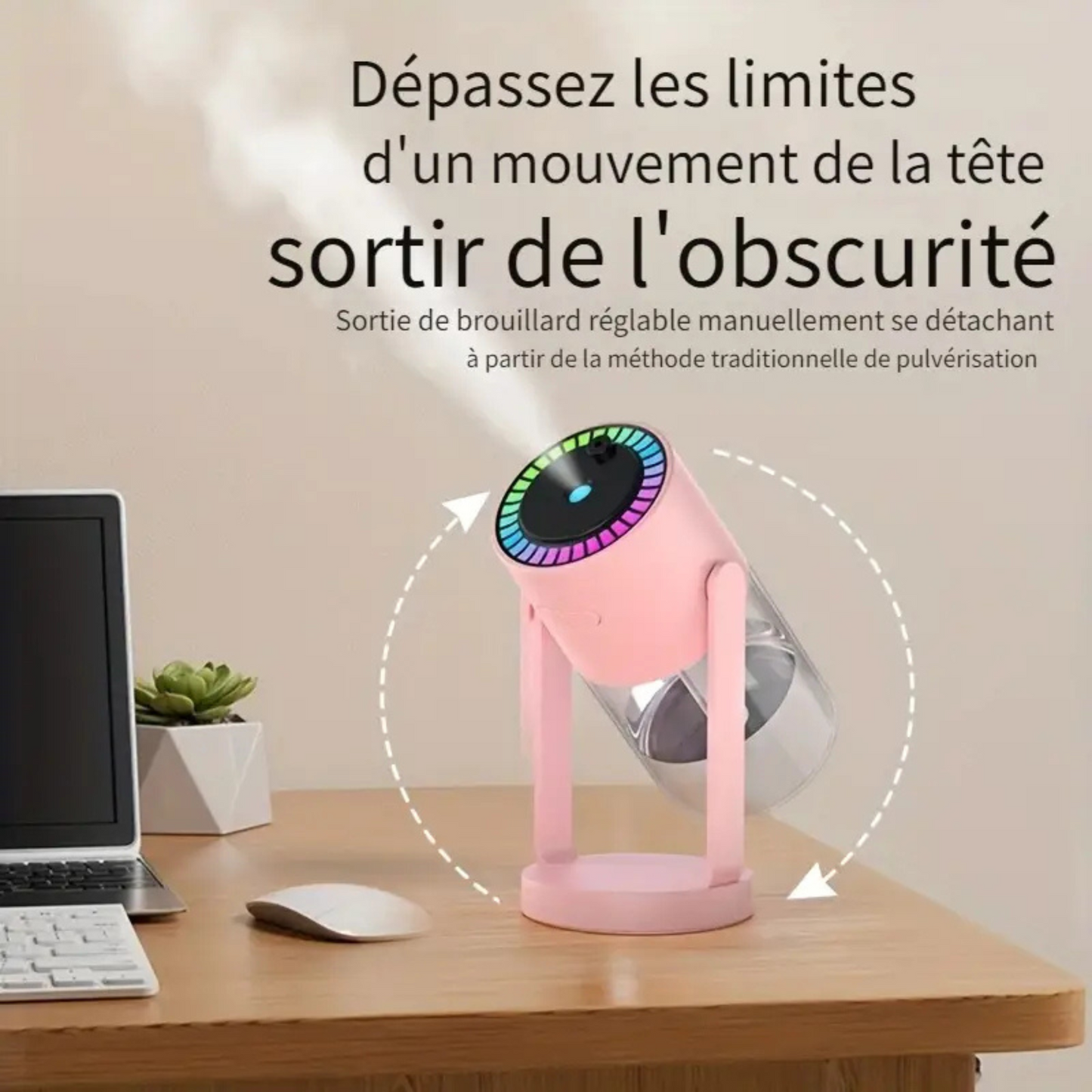 مرطب جو بالموجات فوق الصوتية يعمل بمنفذ USB، سعة 280 مل، موزع ضباب هادئ محمول لأنواع مختلفة من الغرف، مع جهاز عرض سماء مرصعة بالنجوم في الأعلى، نمطان للرش، حجم صغير للمنزل والمكتب والسفر - قطعة واحدة