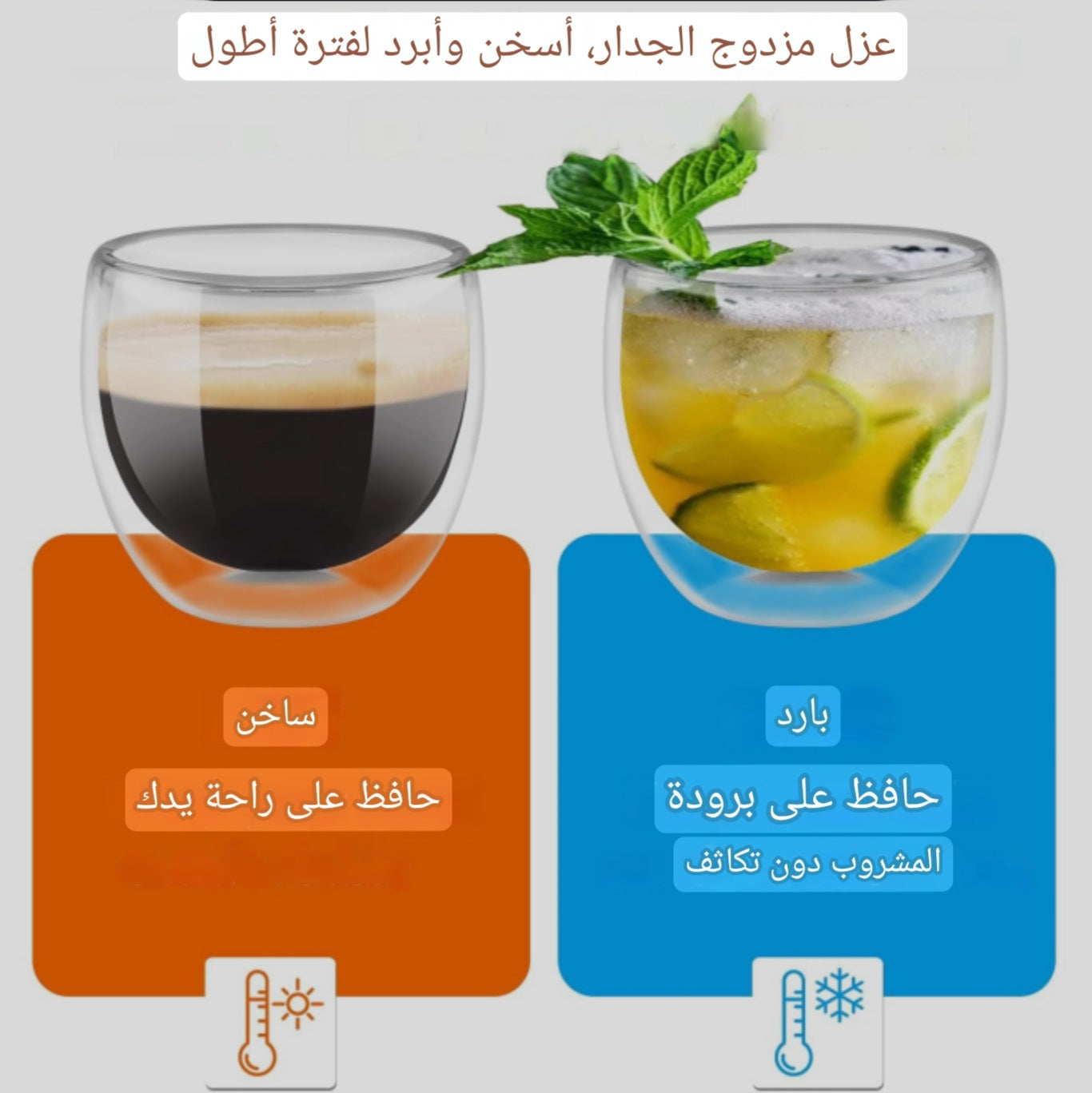 مجموعة 2/6 أكواب إسبريسو زجاجية 80 مل - عازلة مزدوجة الجدار بمقابض، لأجواء أنيقة